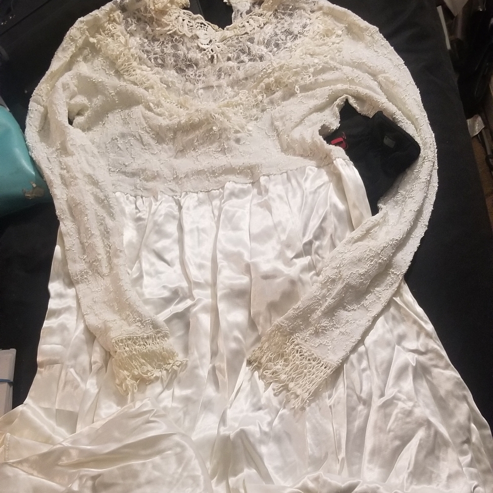 Wedding dress lace and silk.